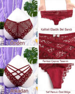 Bordo Dantel Tanga - Görsel 2