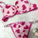 Pembe Kalpli Ses Çıkaran Peluş Sütyen Takımı