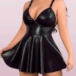 Büyük Beden Deri Fantezi Elbise