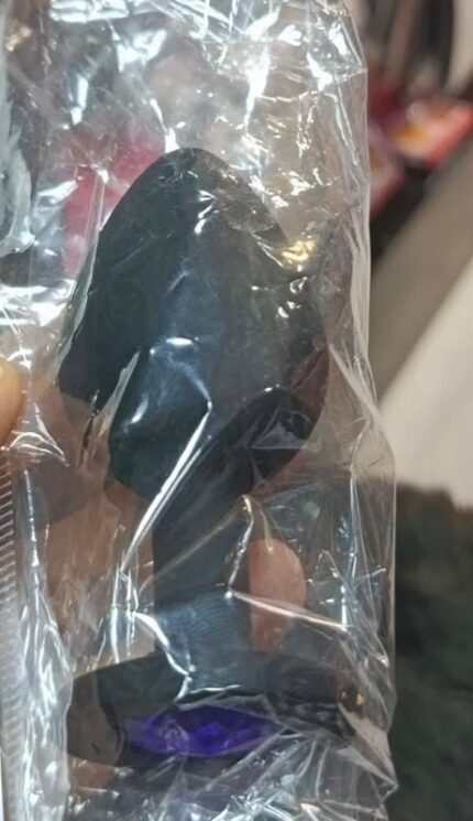 siyah kadife dokulu mücevher taşlı silikon anal plug